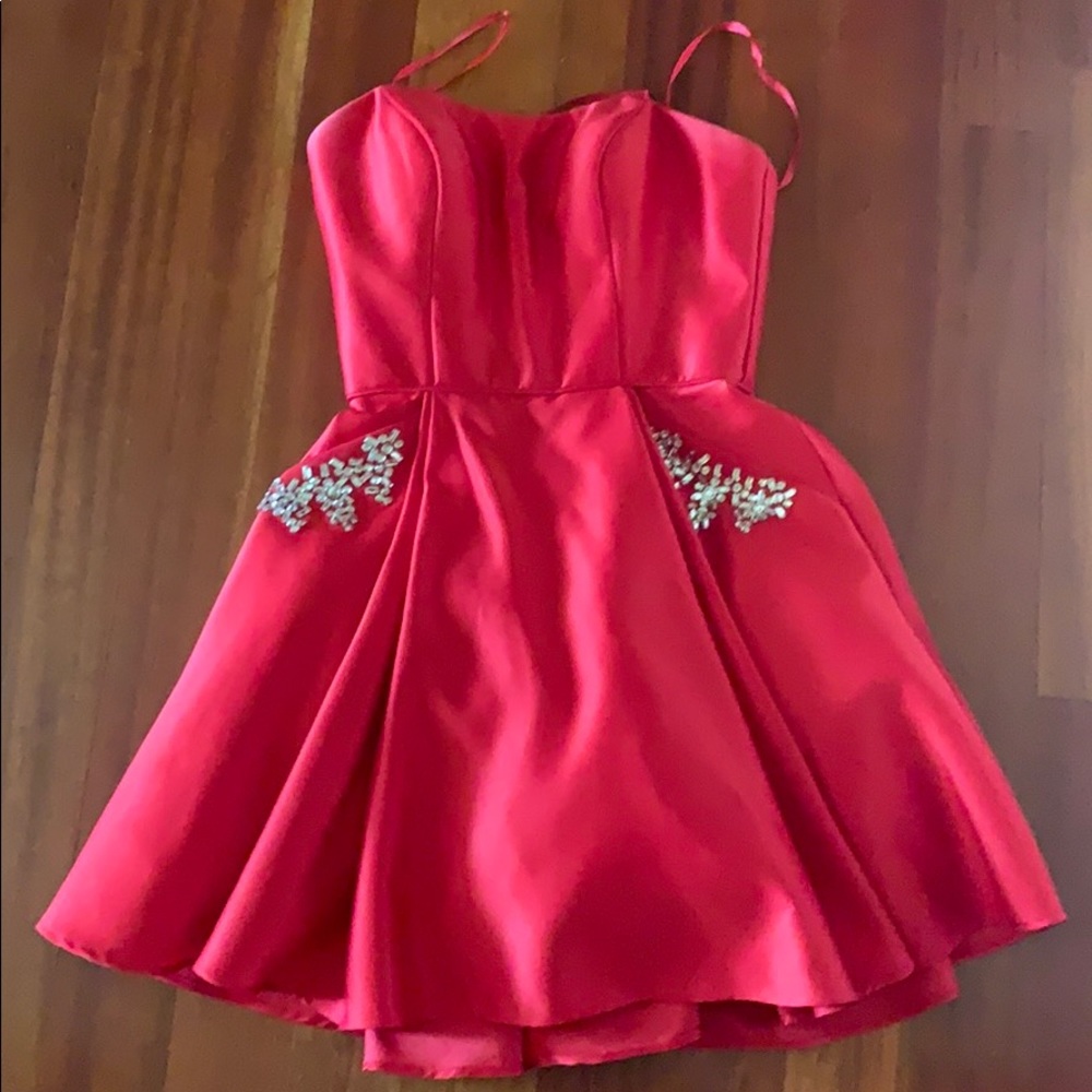 Strapless Red Formal Homecoming Dress